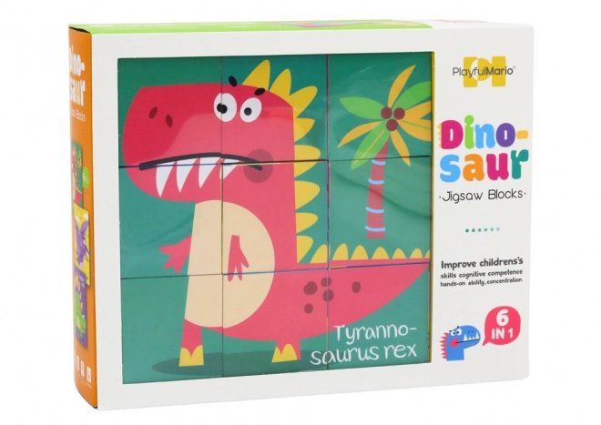 Puzzle educative 6în1 cu dinozauri