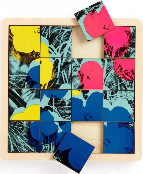 Puzzle din lemn glisant Andy Warhol: Flori 2 în 1