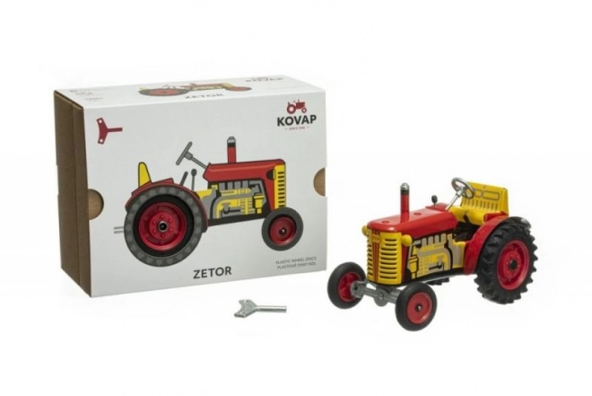 Tractor Zetor roșu cu cheie 1:25