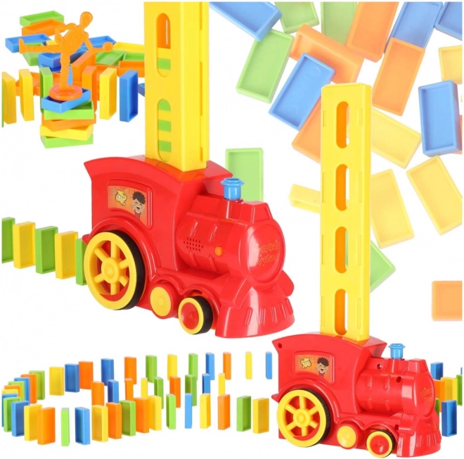 Tren interactiv care așază piese de domino, 80 de bucăți – Locomotivă