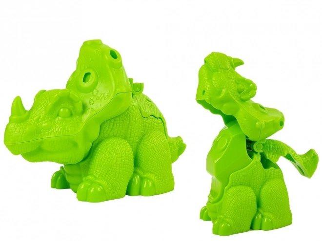 Set creativ Dinozauri cu masă și vulcan cu lavă fosforescentă 4 culori plastilină