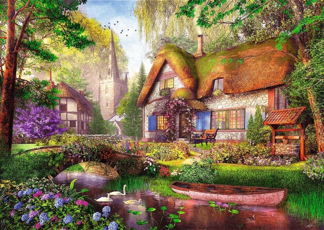 Puzzle premium plus 1000 piese - timpul ceaiului - cabana fermecătoare din pădure