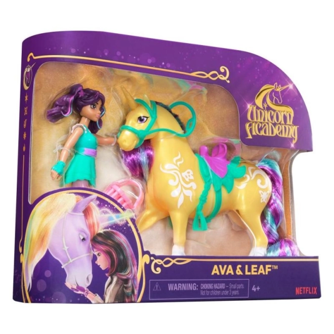 figurine unicorn academy ava și leaf