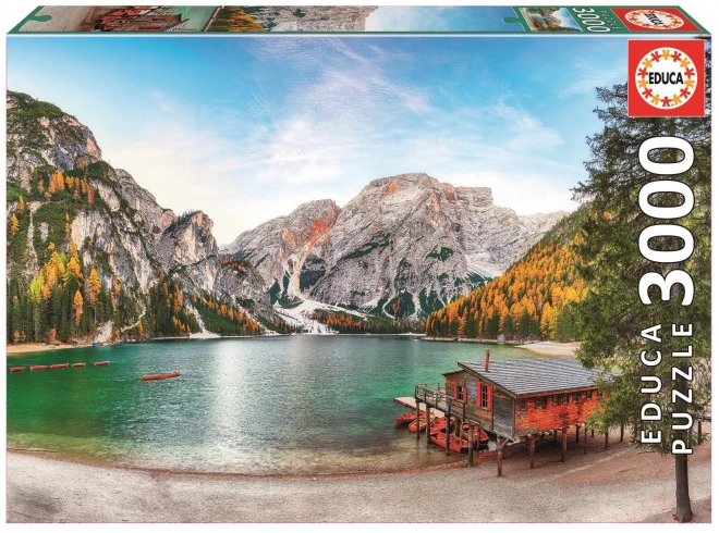 Puzzle Educa Peisaj Lacul Braies Toamna 3000 Piese