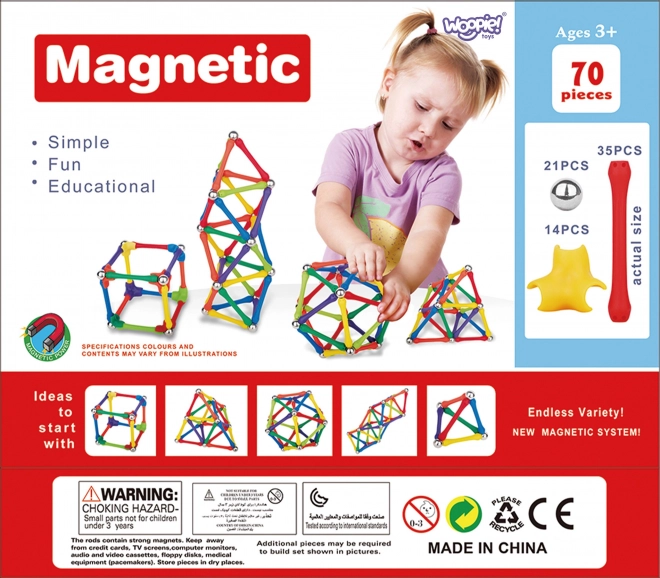 Set de construcție magnetică Woopie 70 de piese