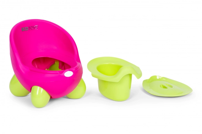 Oliță ergonomică copii cu insert detasabil și picioare antiderapante Roz-Verde Ecotoys