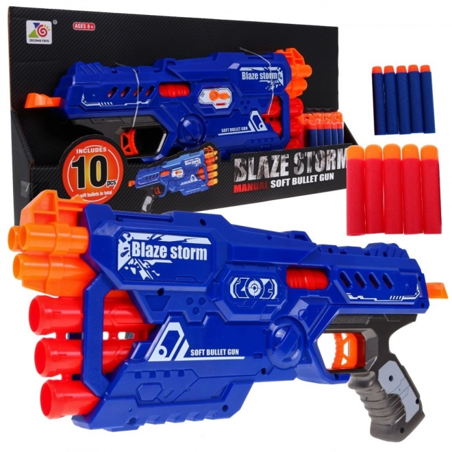 Pistol copii 8+ Blaze Storm cu 10 proiectile din spumă și mecanism manual