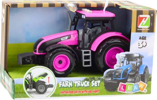 Tractor roz pe baterii cu lumini și sunete