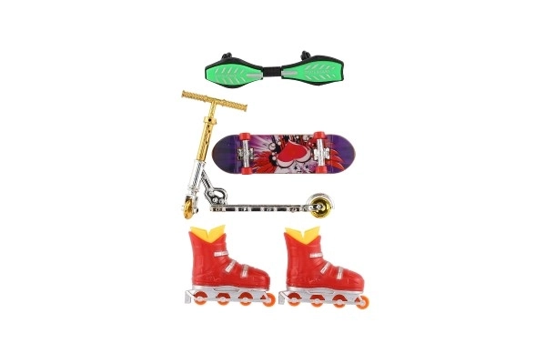 Set mini skateboard, waveboard, role și trotinetă pentru degete