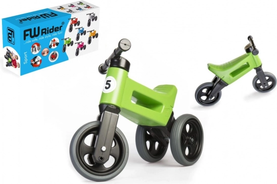 Bicicletă de echilibru Funny Wheels Rider Sport 2‑în‑1 pentru copii – Verde