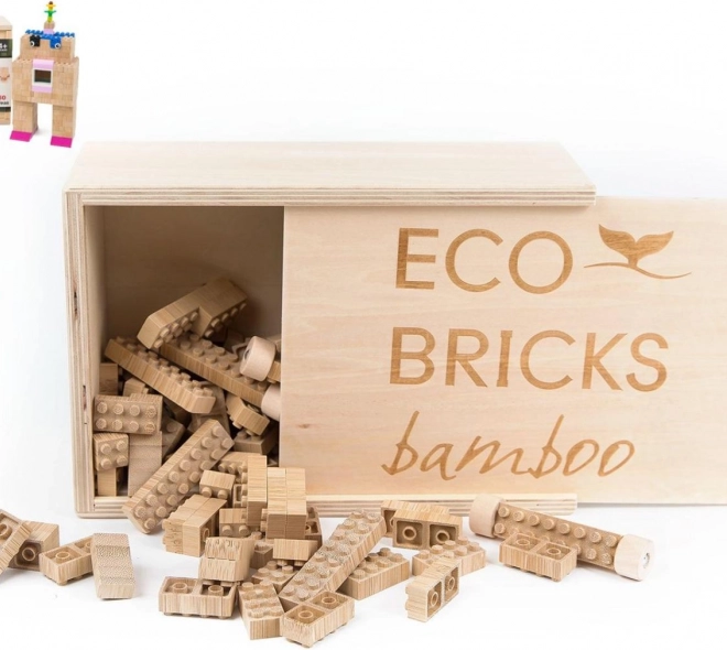 Set de construcții din lemn 250 bucăți în cutie