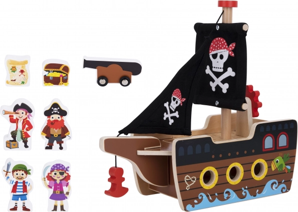 Corabie pirat din lemn cu figurine Tooky Toy