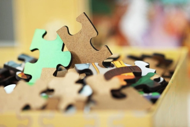 Puzzle din lemn foci fericite