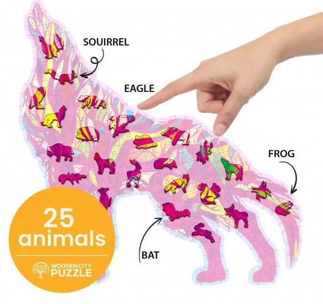 Puzzle din lemn Lup urlet 250 piese