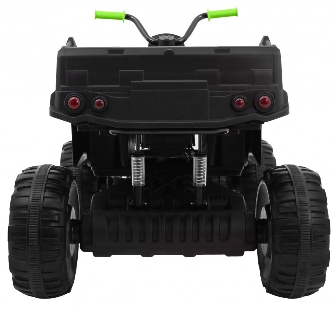 ATV XL 2,4GHz baterie pentru copii negru/verde + telecomandă + tracțiune 4x4 + suport bagaje + pornire lentă + EVA + LED audio