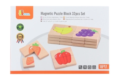 Puzzle magnetic din lemn - fructe