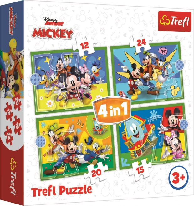 Puzzle Trefl clubul lui Mickey: Cu prietenii 4 în 1