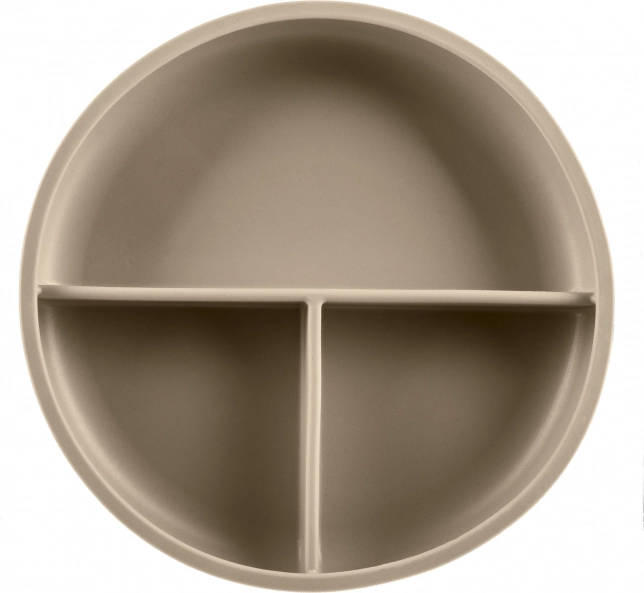 Farfurie divizată din silicon cu ventuză, Sand Beige