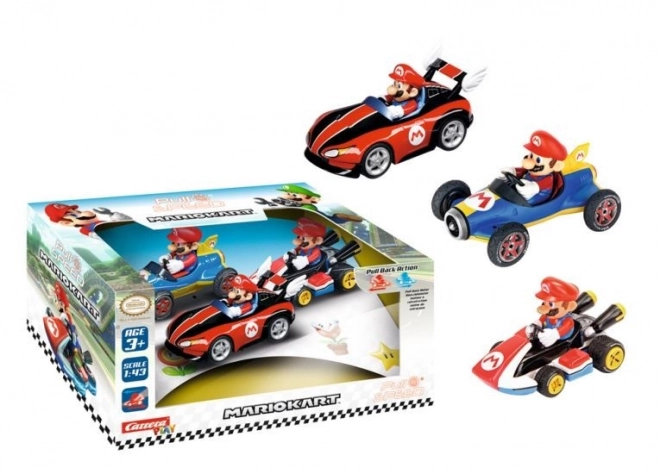 Set de vehicule Mario Kart 3-pak Pull&Speed