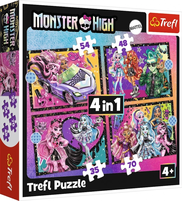 Puzzle Trefl Monster High: Zi electrizant 4 în 1