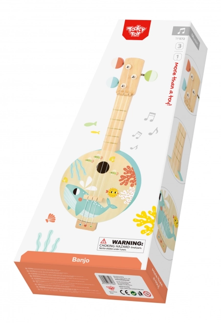Banjo din lemn cu temă marină Tooky Toy pentru copii