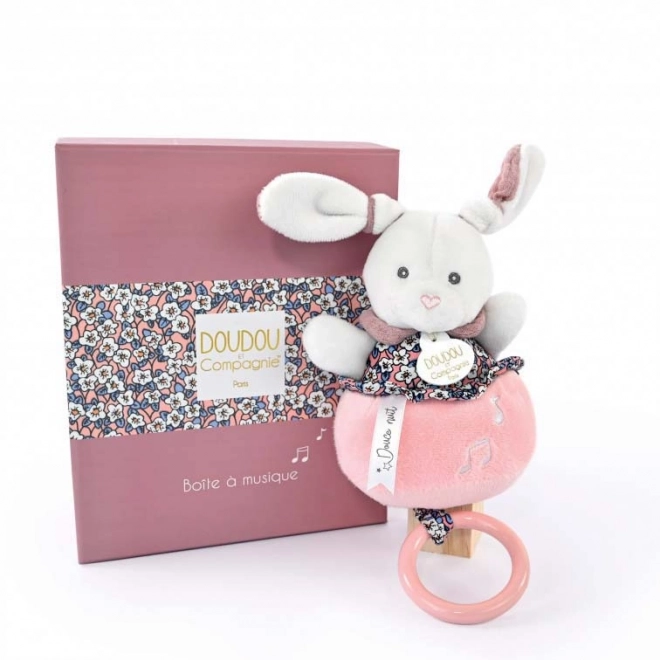 Doudou set cadou - iepuraș de pluș muzical roz 20 cm