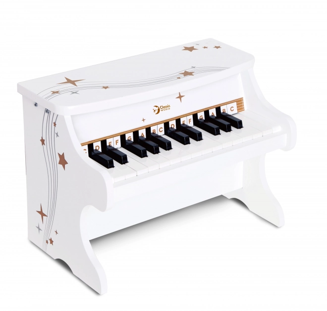 Pianină de lemn pentru copii Classic World cu carte de învățare