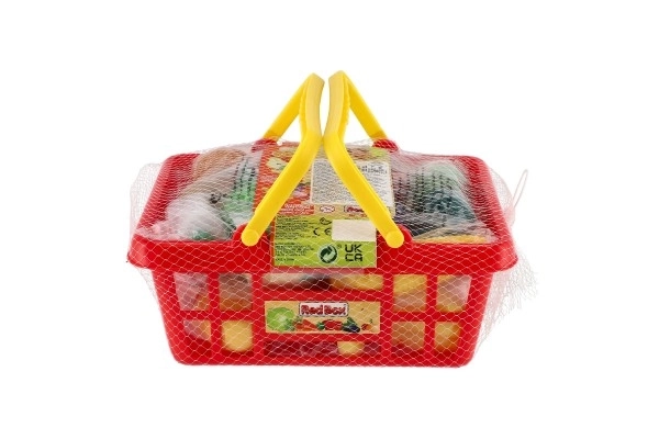 Coș din plastic albastru cu fructe și legume - set 25 piese