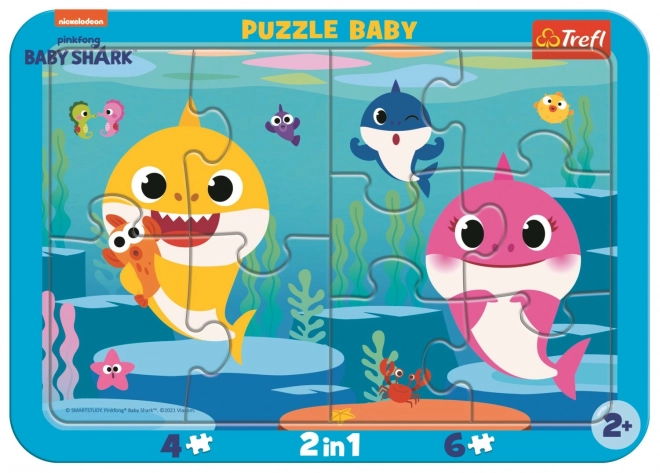 Puzzle pentru bebeluși Trefl Baby Shark: rechini fericiți 2 în 1