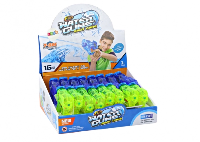 Pistoale de apă mini verde-albastru cu rază de acțiune 7-8 m