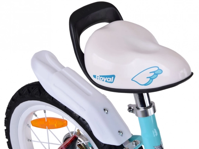 Bicicletă pentru copii Royalbaby Little Swan 14" cu coș și roți ajutătoare – turcoaz