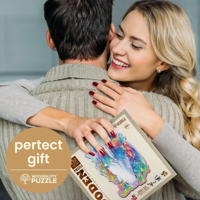 Puzzle din lemn unicorn stilat