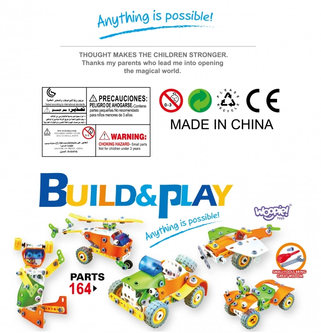 Woopie construcții set vehicule STEM 163 piese