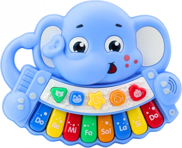 Pianino interactiv Elefănțel Albastru – Melodii, Gama, Sunete de animale