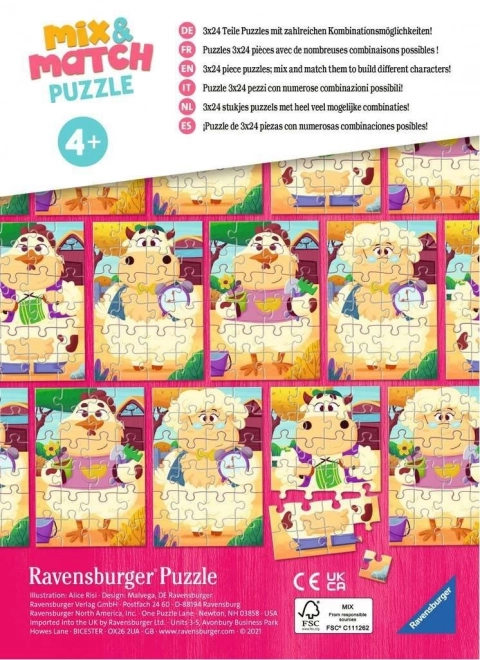 Puzzle Mix&Match: Prietenii mei de la fermă 3x24 piese