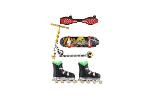 Set mini skateboard, waveboard, role și trotinetă pentru degete