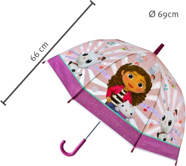 Umbrelă pentru copii Gabby's Dollhouse cu motive de pisici