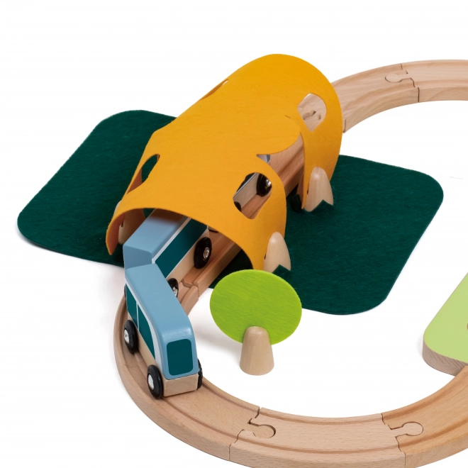Set trenuleț din lemn cu sortator de forme Classic World 40 piese