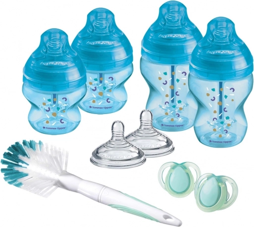 Set biberoane pentru nou-născuți advanced ANTI-COLIC, mărimi mixte 9 buc, Albastru