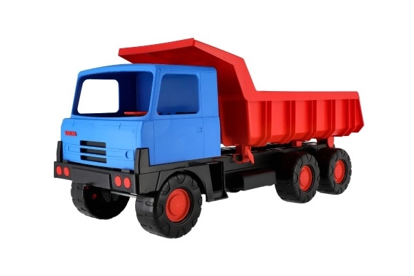 Autocamion Tatra 815 cu bena roșie și cabină albastră, din plastic, 75cm