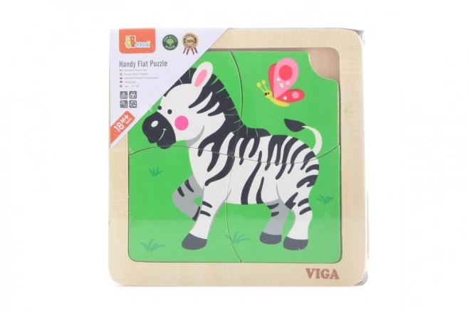 Puzzle din lemn cu 4 piese - Zebra