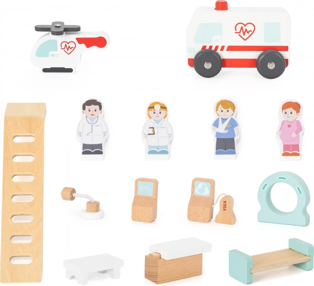 Spital din lemn cu ambulanță și lift 15 bucăți Viga