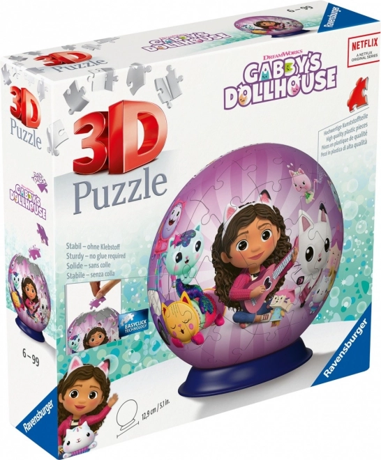 3D puzzleball Căsuța fermecată a lui Gabby 72 piese RAVENSBURGER
