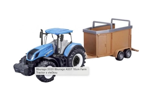 Tractor de fermă cu remorcă Bburago 10cm