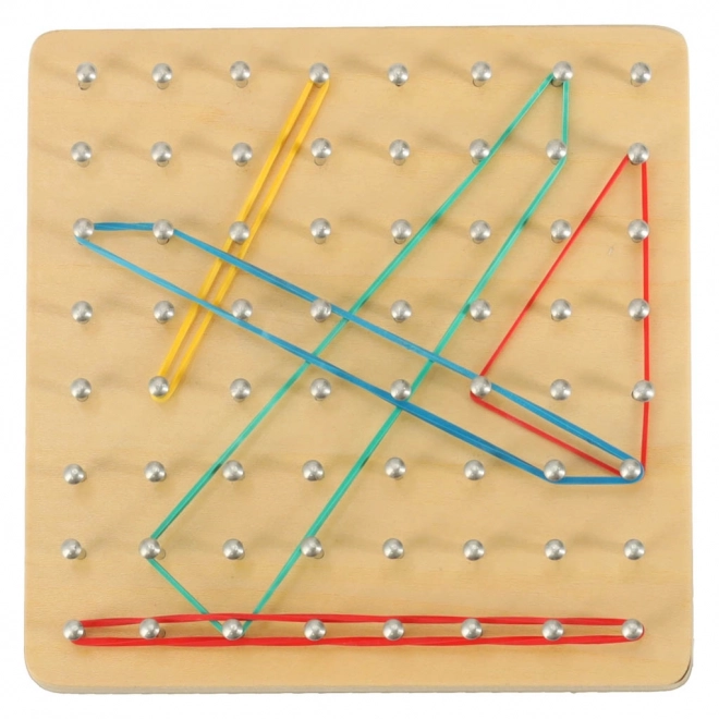 Tablă din lemn Geoboard pentru crearea formelor cu elastic