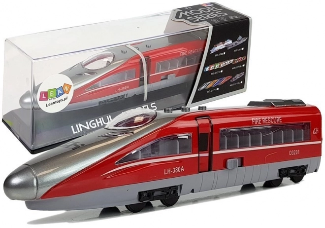 Tren Pendolino cu tragere roșu cu sunet și lumini