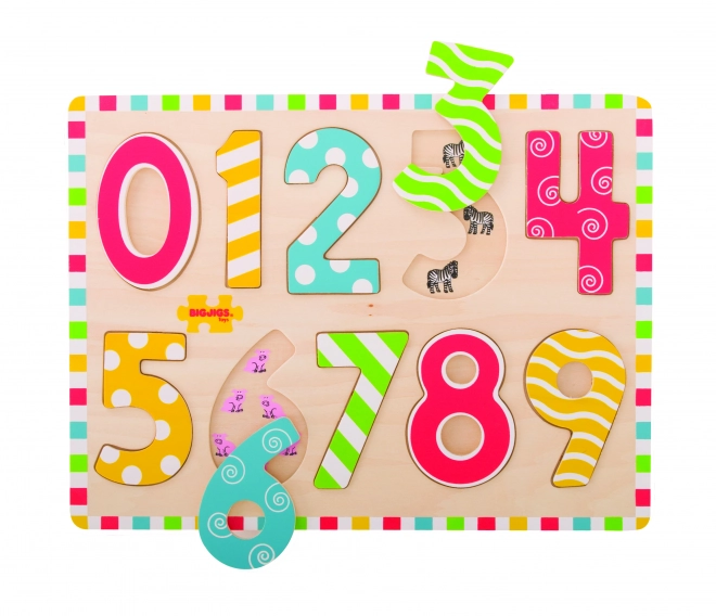 Puzzle din lemn cu numere de la Bigjigs Toys