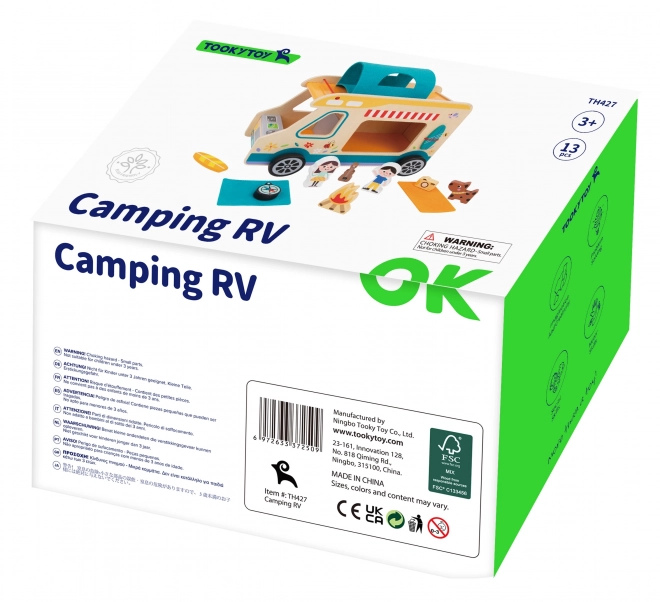Camper de lemn cu accesorii Tooky Toy