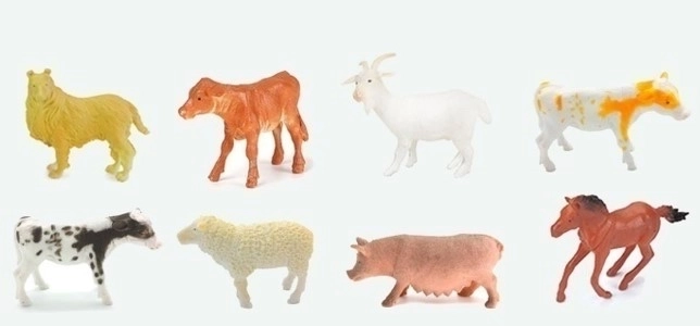 Figurine animale fermă 8 piese set 10 cm