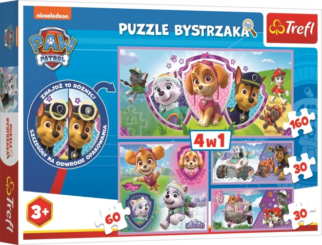 Puzzle compară diferențele Patrula Cățelușilor 4 în 1